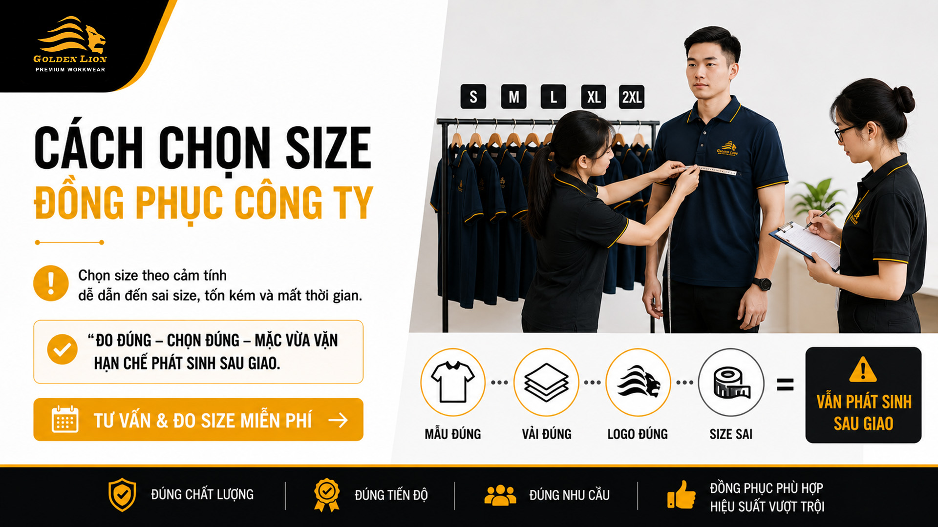 Nhân viên thử size đồng phục trước khi sản xuất hàng loạt