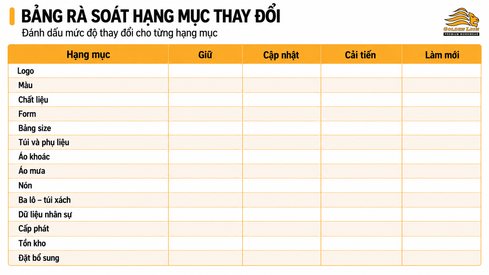 Bang ra soat hang muc thay doi